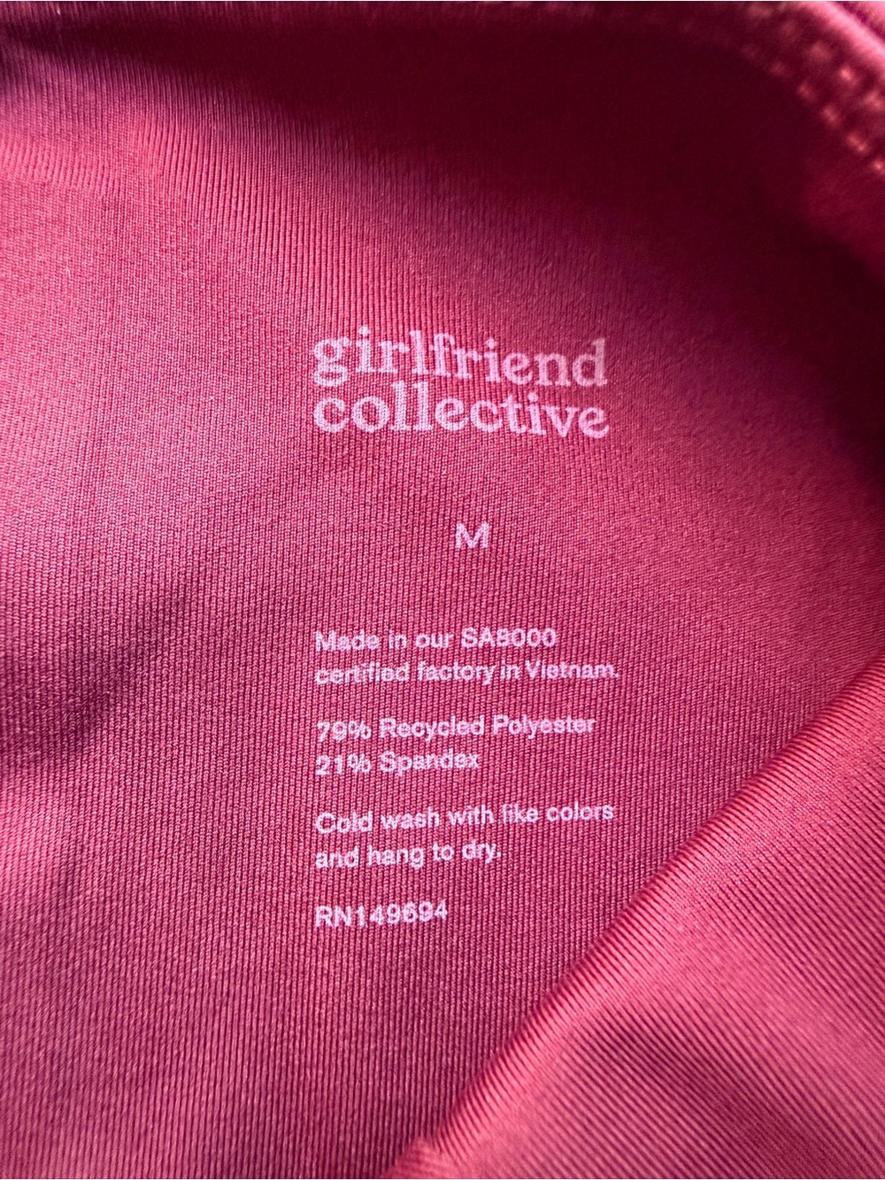 Girlfriend Collective High-Rise Performance Compression Leggings in Wine. Size M - Picture 7 of 10